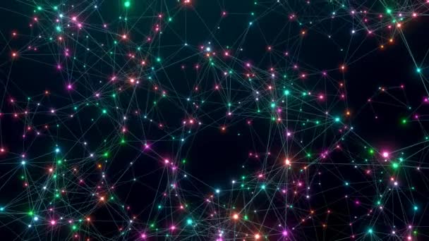 Rede Polígonos Multicoloridos Plexo Abstrato Ciência Conexões Fio Sistema Digital — Vídeo de Stock