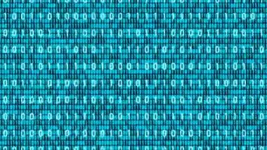 Ekrandaki dijital ikili kod. Siyah ekranda numaralar var. Bir sıfır ileri gidiyor. Bilgisayar, yazılım, ikili dizgi, bilim ve teknoloji. 