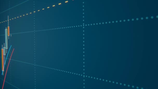 Крупним Планом Діаграма Свічок Фондовий Ринок Екран Обміну Графом Лінією — стокове відео
