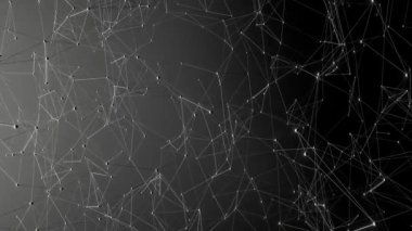 Pleksus, siyah beyaz çokgen ağı. Soyut pleksus, bilim, bağlantılar, kablo, sistem ve dijital, geometri. 