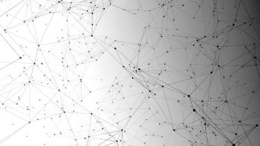 Pleksus, siyah beyaz çokgen ağı. Soyut pleksus, bilim, bağlantılar, kablo, sistem ve dijital, geometri. 
