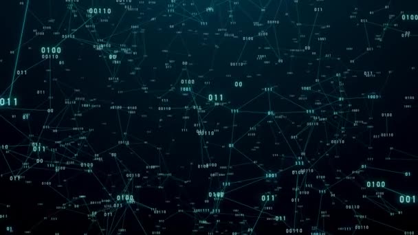 Rede Polígonos Com Números Binários Animados Digital Sytem Abstrato Netowrk — Vídeo de Stock
