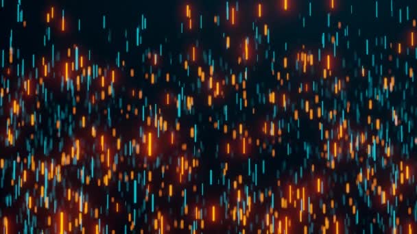 Partículas Listradas Iluminadas Laranja Azul Abstratas Movendo Para Cima — Vídeo de Stock