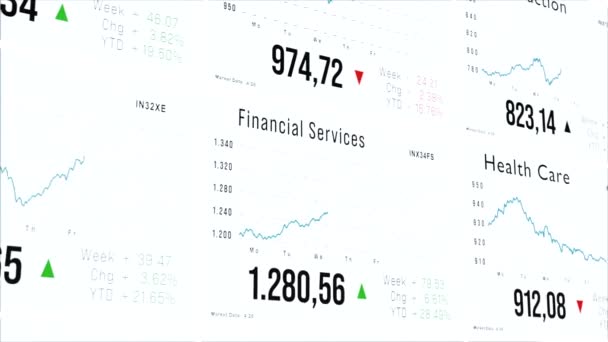 Banker Energi Finansiella Tjänster Försäkring Detaljhandel Telekom Fastighetssektorn Index Diagram — Stockvideo