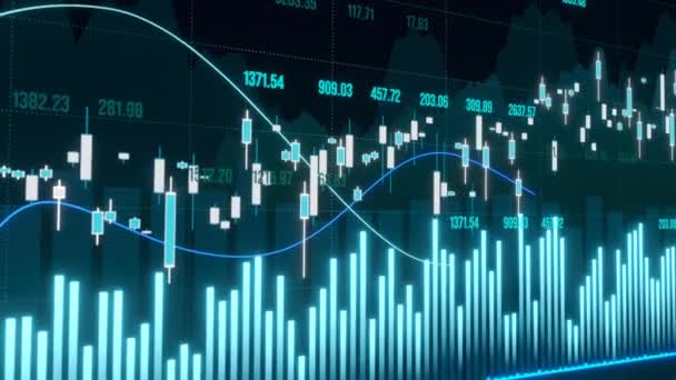 移动图表 条形图和数据 摘要股票市场和交易所的概念 Business Trading Research Growth — 图库视频影像