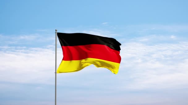 Vlajka Německo Proti Zatažené Obloze Německá Vlajka Vlající Větru Národní — Stock video