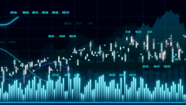 移动图表 条形图和数据 摘要股票市场和交易所的概念 Business Trading Research Growth — 图库视频影像