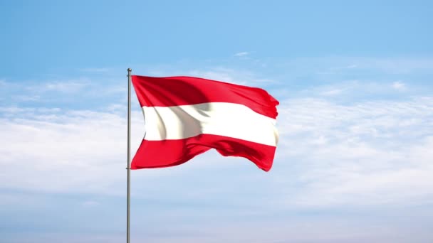 Bandera Austria Contra Cielo Nublado Bandera Austriaca Ondeando Viento Símbolo — Vídeos de Stock