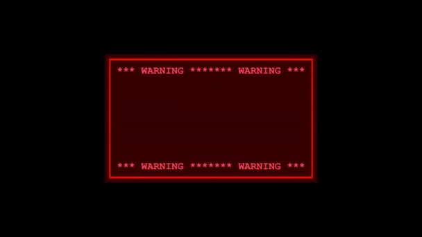 网络攻击警告消息 闪烁的警告标志 背景是透明的 该标志可用作其他镜头之上的一层 计算机犯罪 网络攻击 系统安全 — 图库视频影像