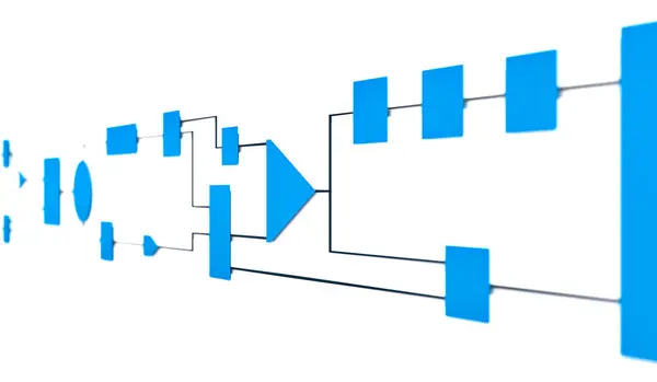 Diagrama Flujo Color Azul Para Visualizar Conceptos Negocios Procesos Industriales — Foto de Stock
