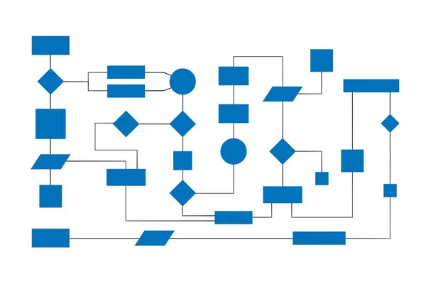 Blue flow chart to visualize a concept, industrial process or strategy. Workflow, operation, planning, organization, sequence and development.