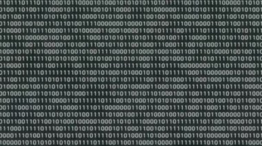 Bit ve Bytes. İkili kodlu ekran çalışıyor, bilgisayar ekranı. Büyük veri, sıfır ve bir, dizi, program, yazılım, ikili dizgi, bilim ve teknoloji. 