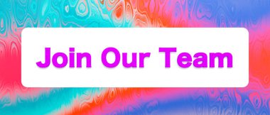 Join our team sign. Colored banner and text. Invitation, coming on baoard, teambuilding, request, teamspirit, opportunity. clipart
