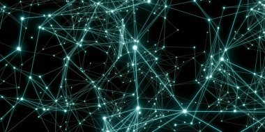 Mavili Plexus ağı. Soyut çokgen, bilim, bağlantılar, kablo, sistem ve dijital geometri.