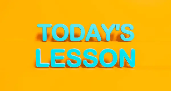 Lección Hoy Letras Plásticas Brillantes Azules Fondo Naranja Aprendizaje Educación —  Fotos de Stock