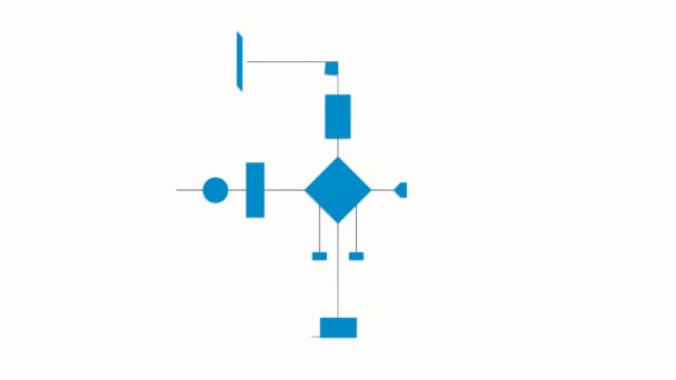 Синяя Бизнес Схема Визуализирует Поэтапное Продвижение Через Процедуру Систему Схема — стоковое видео