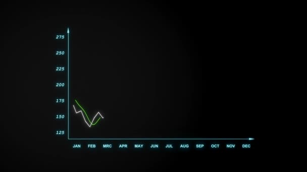 Tabela Mercado Ações Sobe Flechas Azuis Aparecendo Para Baixo Durante — Vídeo de Stock