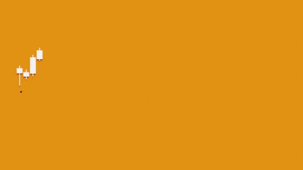 Vallende Kaarsenstaafdiagram Beurscrash Oranje Achtergrond Handel Zaken Lijn Beer Marekt — Stockvideo