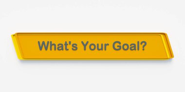 Amacın ne? Sarı renkli pankart. Görev, başarı, strateji, başarı, ilerleme. 