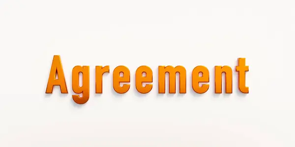 Agreement Banner Sign Word Agreement Bronze Letters Consensus Negotiation Contract — Stock Photo, Image