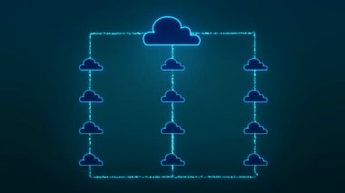 Bulut Hesaplama, bulut veri transferi, sunucu ağı. Bilgisayar ağı, blok zinciri, bağlantı, büyük veri, iletişim, dijital, iş, veri depolama kavramı. 