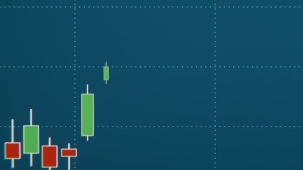 Een Close Kaarsenstaafdiagram Handelsscherm Bedrijf Groei Investeringen Beurzen Beursconcept Animatie — Stockvideo