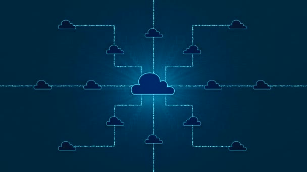 Cloud Computing Data Transfer Cloud Server Computer Network Block Chain — Stock Video
