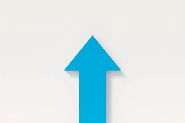 stock image  Blue arrow up. In the center, white background. Direction, upward, symbol.