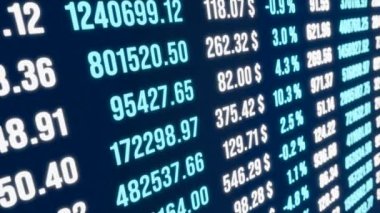 Finansal rakamlar, numaralar ve veri dağılımı tablosu. İş raporu, hesaplama, analiz verileri, şirket işleri, üretim veya satış istatistikleri, pazarlama.