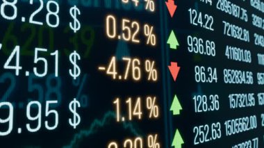 Yakın çekim finansal rakamlar, ticaret bilgileriyle birlikte hesap tablosu. Finansal veriler, iş raporu, rakamlar, hesaplama, analiz, istatistik. 3 Boyutlu Canlandırma