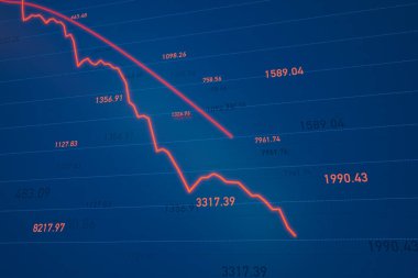 Borsa ve borsa, sermaye tablosu düşüyor. Ekonomik durgunluk, kriz, ayı pazarı, borsa çöküşü, depresyon çağı, olumsuz, zayıf iş.