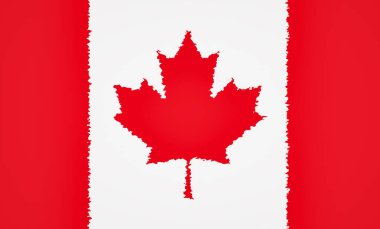 Kanada bayrağı soyut renkli. Pürüzlü çizgiler, boyalı stil. Ülke, seyahat, turizm, hükümet, ulus, Kanada kültürü.