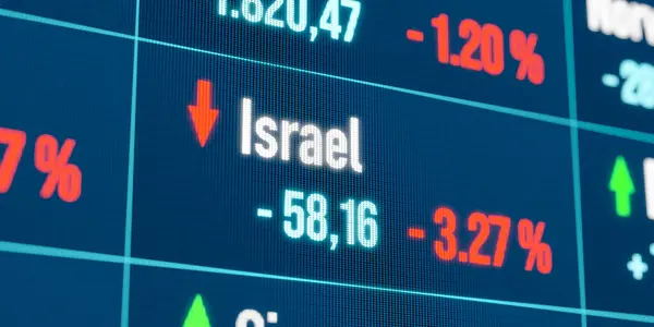 stock image Israel falling stock market. Recession, negative trend, bear market, stock market crash, financial markets, loss.