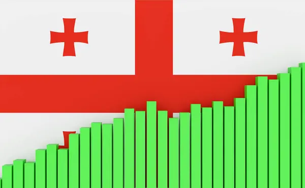 stock image Georgia, rising bar chart with Georgian flag. Emerging economy, growth. Positive development of GDP, jobs, productivity, real estate prices, retail sales or rising industrial production.