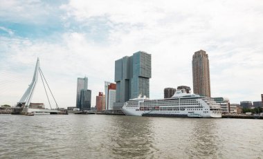 Rotterdam Hollanda - 9 Temmuz 2024: Erasmus Köprüsü ve 