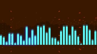 Diğer değişen figürlerle çevrili soyut mavi çizelge. Arkaplanda diyagram ve hareket çizgileri.