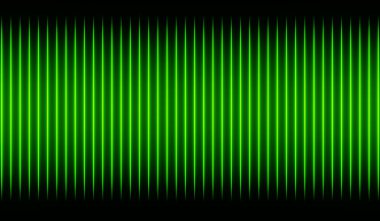 Yeşil neon ışıklarıyla aydınlanmış dikey çizgiler yukarı çıkıyor. Simetrik desen, tek satır halinde, neon ışıkları, soyut, arkaplan, parlayan. 