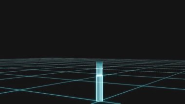 Rüzgar türbinlerinin hologramı haritada görünüyor. Teknoloji, çevre, rüzgar çiftliği, sürdürülebilir enerji.