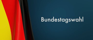 Bundestagswahl (Almanya federal seçimleri), solda Alman bayrağı. Siyaset ve hükümet, karar, seçim, demokrasi, Avrupa, oy. 3B illüstrasyon