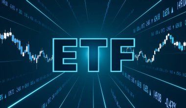 ETF Ticaret Fonları tabelası. Invenment, trade, mali varlık, business, stock market ve exchange. 