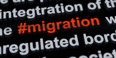 Migration, hashtag or posting on social media, texts or the breaking news. Immigartion, politics and government, social issue, relocate, esecape for war, politically persecuted. clipart