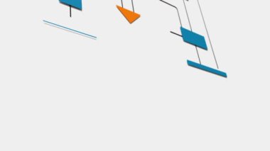 Yakın plan iş akışı şeması, organigram. Birbirine bağlı çizgiler ve geometrik şekiller. Serseri, harita, harita, çizelge, düğüm ağacı, birleştirme işlemi devam ediyor. 3 Boyutlu Canlandırma