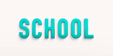 Okul, pankart, imza. Mavi büyük harflerle 