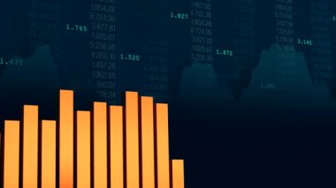 Kapalı turuncu çizgi yukarı doğru hareket ediyor. İş verileri, finans piyasası konsepti. Büyüme, ilerleme, ticaret, grafik, gelişme, şirket işi, piyasa araştırması. 3 Boyutlu Canlandırma