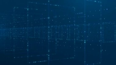 Büyük veriler, ikili veri içeren fütüristik tel çerçeve. Bit, 0 ve 1, dizi, program, bilim, fütürist ve teknoloji. 3 Boyutlu Canlandırma