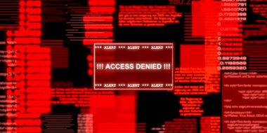 Giriş reddedildi, uyarı işareti. Bilgisayar suçları, sisteme izinsiz giriş. Veri, ağ sorunları, teknoloji, internet.