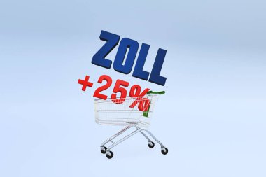 Yükselen Zoelle (tarifeler), artı% 20. Uluslararası serbest ticaret, ticaret, ticaret, mal, ekonomik sorunlar için dezavantaj. Konsept, 3B illüstrasyon