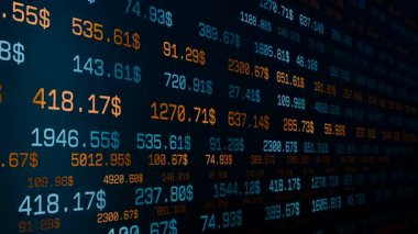 Soyut veriler, finansal rakamlar, fiyatlar, borsa verileri. İş finans ve sanayi, ticaret, finans piyasaları, yatırım.