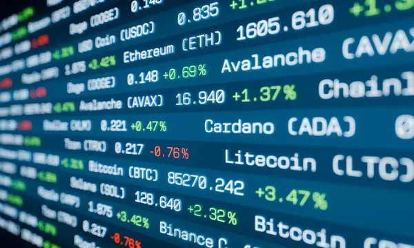 Kripto para ticareti, kalp fiyatı bilgileri, Bitcoin, Ethereum, Ripple. Engelleme teknolojisi, iş, ticaret, kripto para madenciliği. 3 Boyutlu Canlandırma