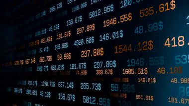 Soyut veriler, finansal rakamlar, fiyatlar, borsa verileri. İş finans ve sanayi, ticaret, finans piyasaları, yatırım.